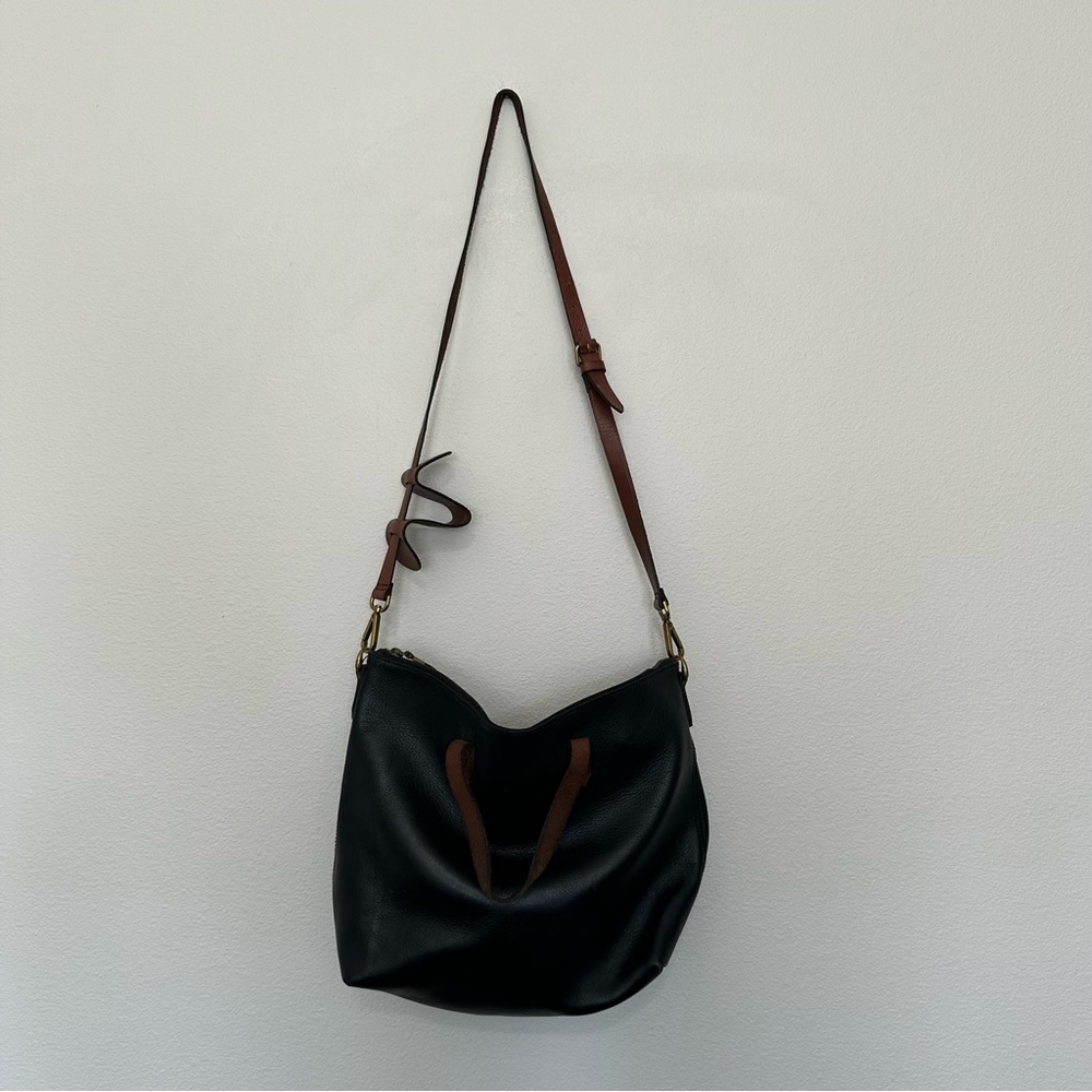 Madewell The Zip-Top Transport Carryall true black brown tote cross body bag